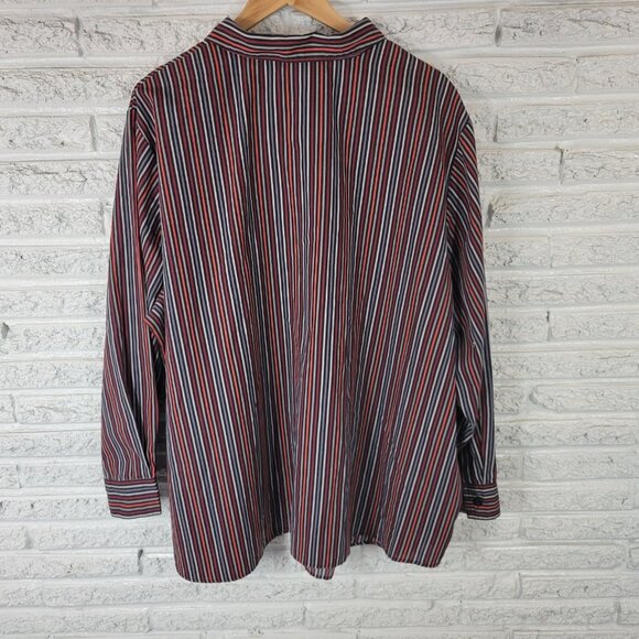 Roamans Womens Top 3X Plus Long Sleeve Button Up Black Red Stripe STR163E - Picture 5 of 8